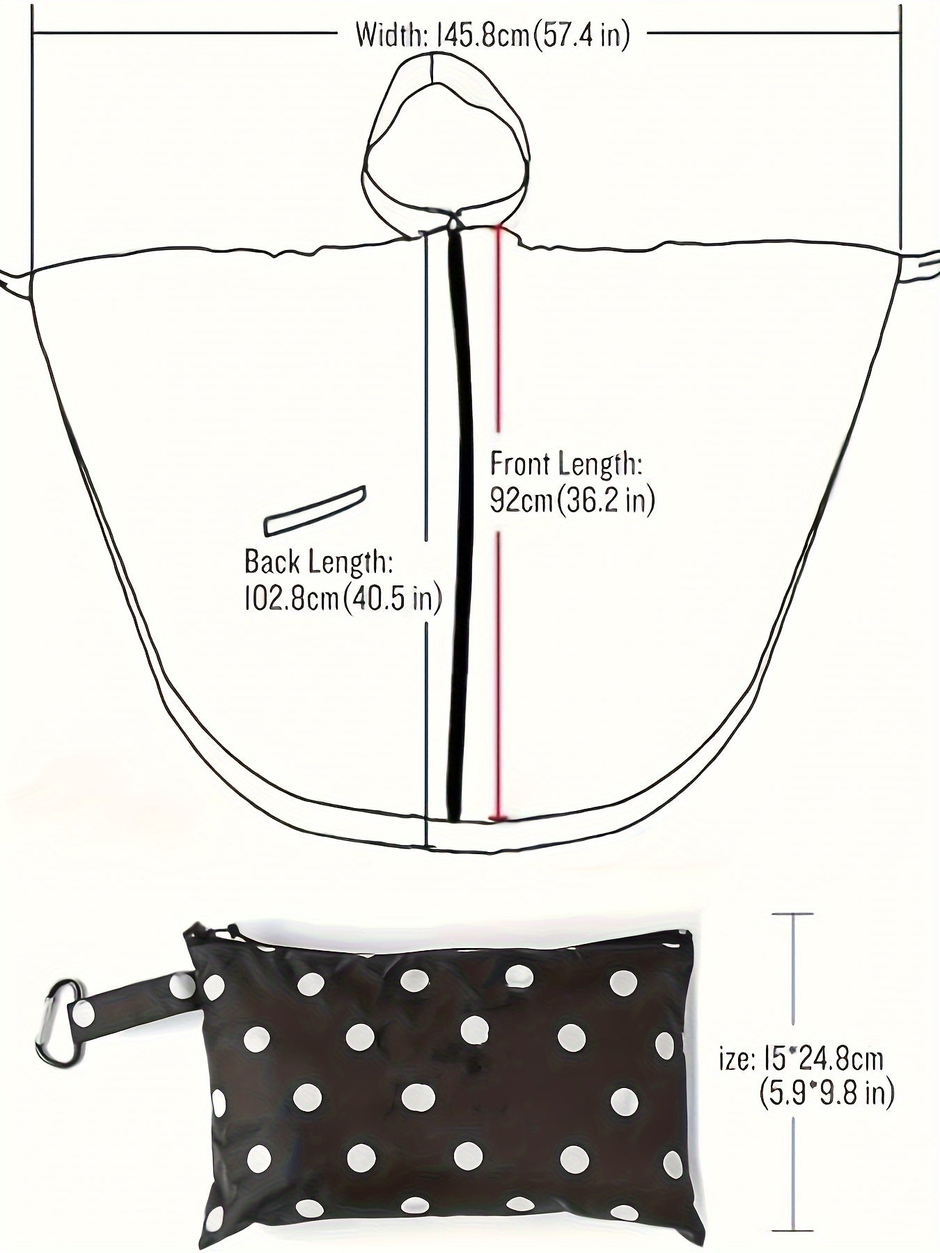 Stijlvolle Regenponcho-Jack: Klassieke Stippenprint van Katoenmix | Lente & Zomer Beschermd Tegen Regen | Lichtgewicht & Ademend met Ritssluiting afbeelding 9