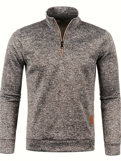 Heren fleece trui met halsrits