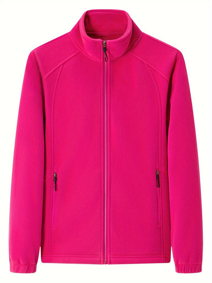 Pluche outdoor jas met staande kraag afbeelding 7