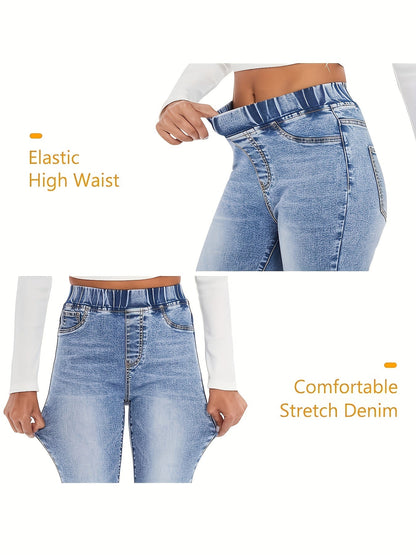 Vintage Stijl Damesbroek: Elastische Taille & Uitlopende Pijpen | Hoogwaardig Denim | Perfect voor Lente en Herfst afbeelding 5