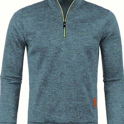 Heren fleece trui met halsrits