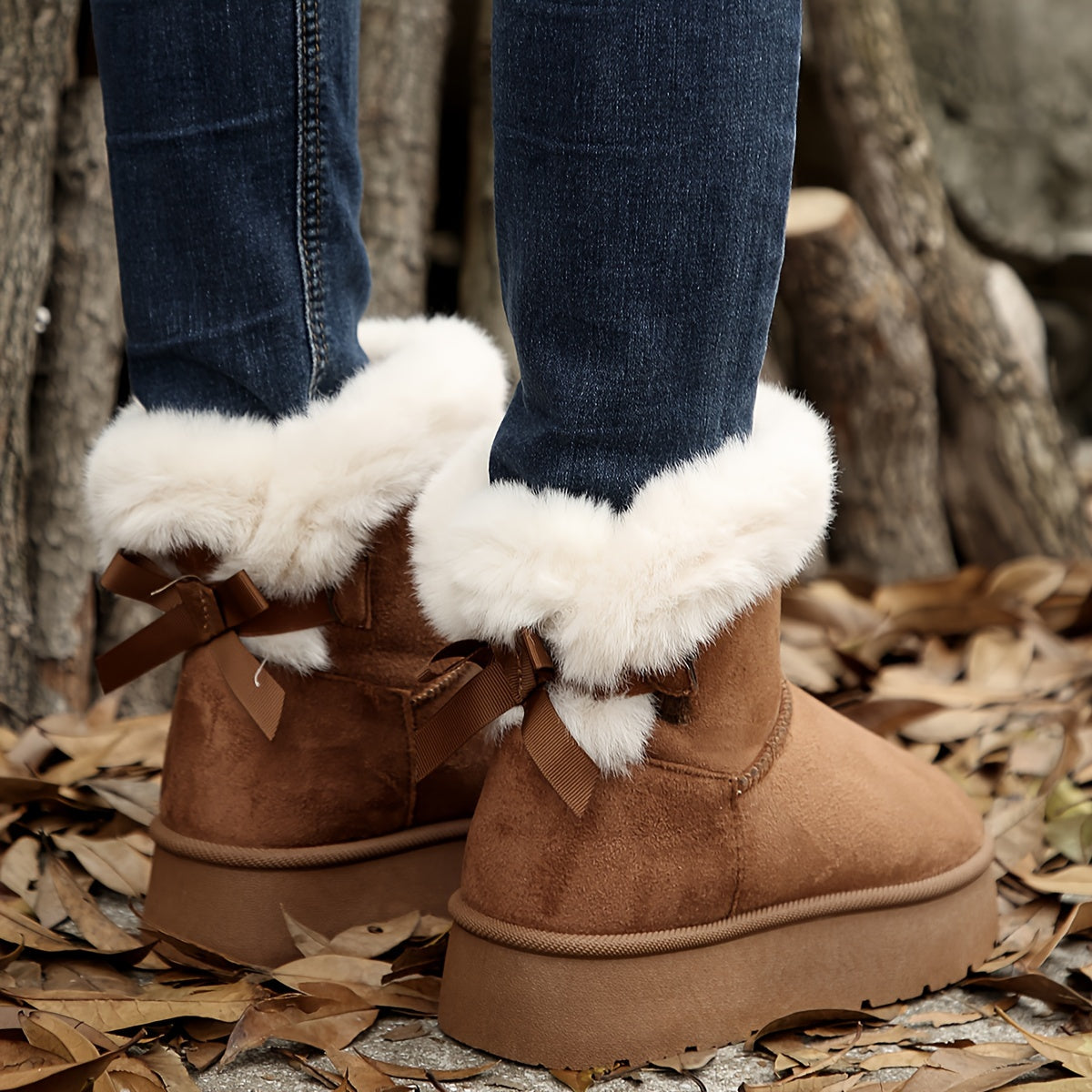 Effen damessnowboots met pluche voering afbeelding 6