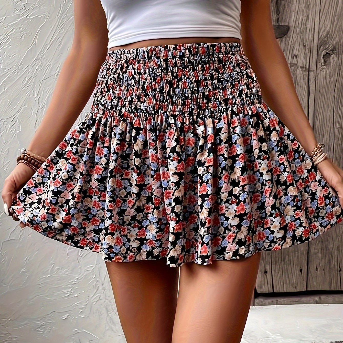 Vrolijke bloemenprint minirok van premium katoenmix - trendy en zomers! afbeelding 6
