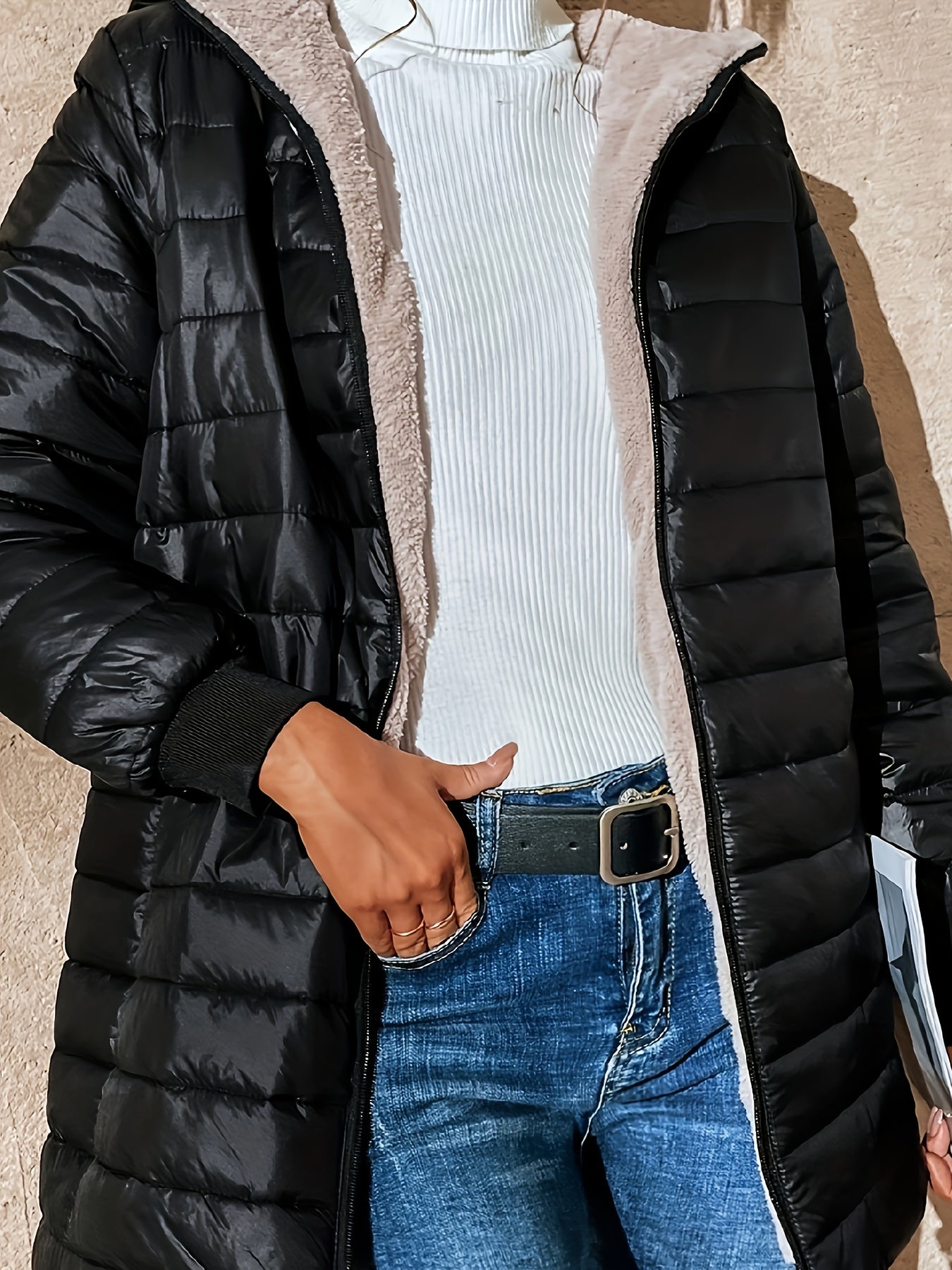 Feline fleece gevoerde jas - stijlvol én warm voor de herfst en winter afbeelding 6