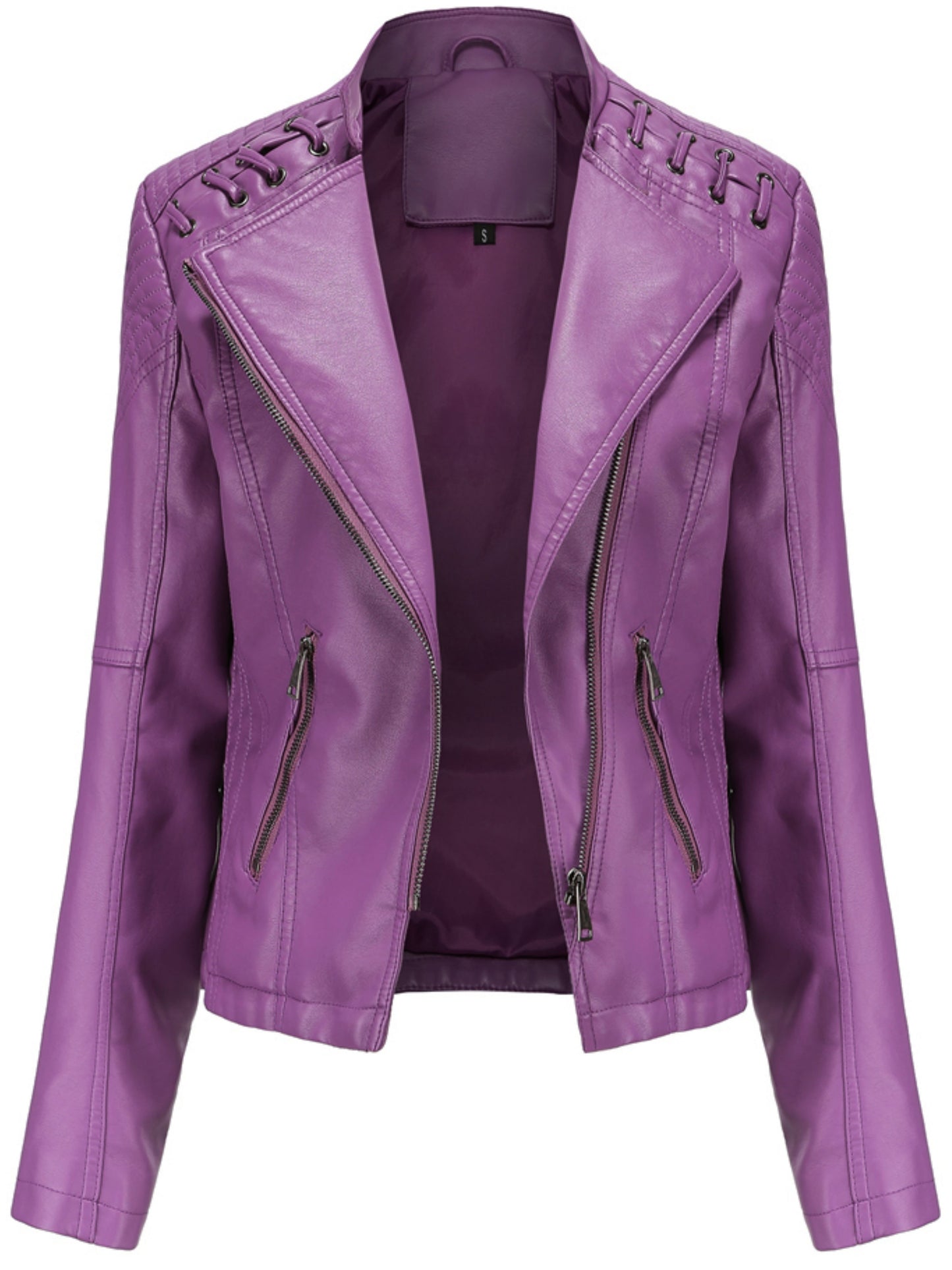 Stijlvolle waterbestendige PU leren ritsjas: perfect voor herfst en winter! Met luxe uitstraling en skinny fit voor een tijdloze look. Shop nu. afbeelding 4