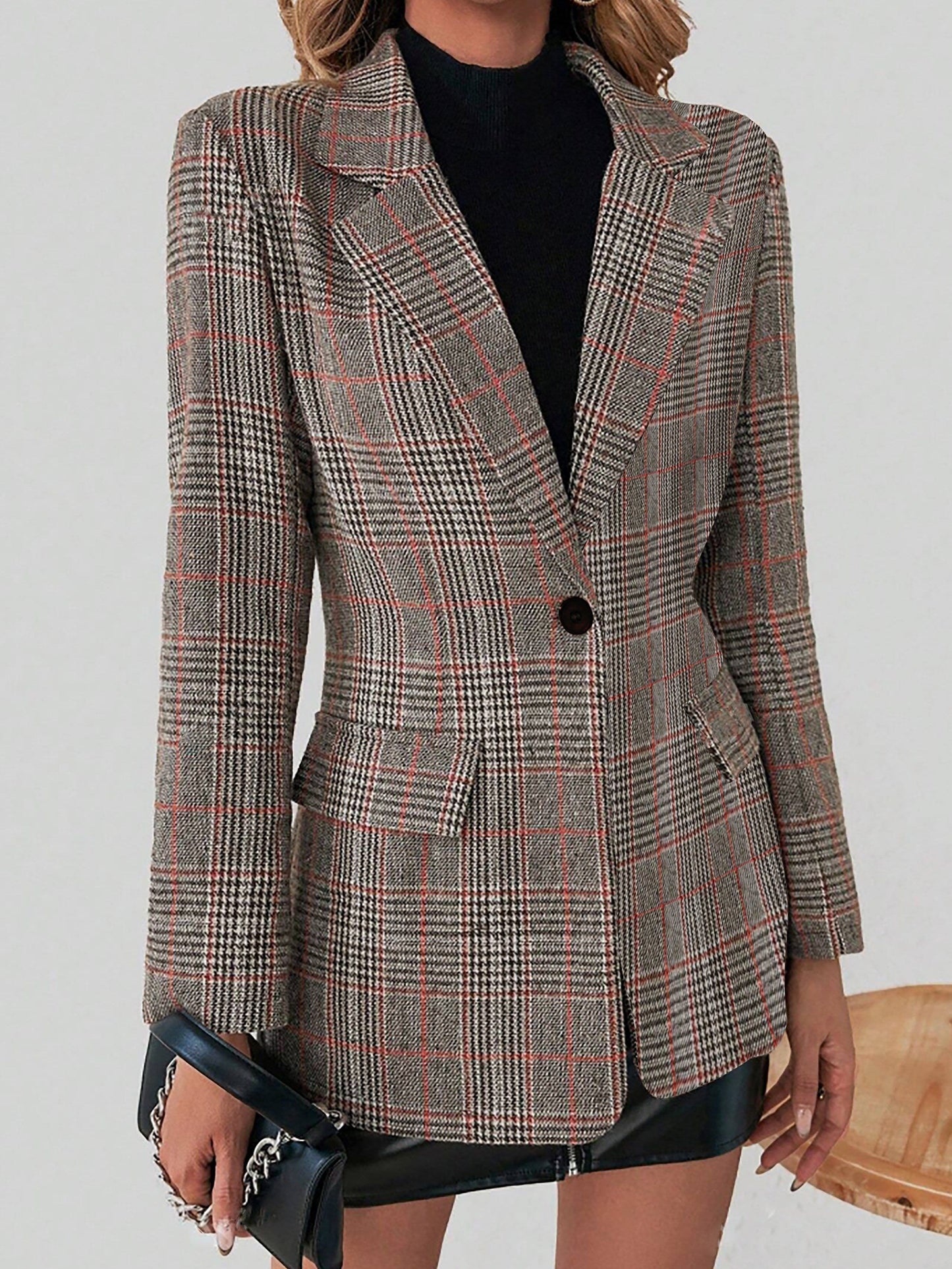Elegante geruite blazer van luxe katoenmix | Stijlvolle laag voor elk seizoen | Modern en klassiek in één afbeelding 4