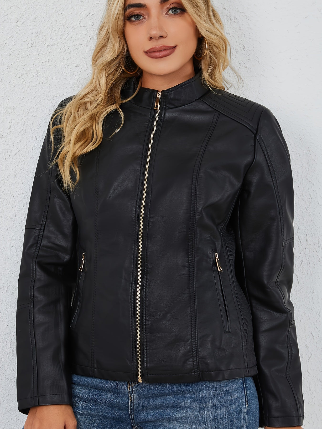 Stijlvolle plus size kunstlederen jas voor dames | Luxe en duurzaam | Ideaal voor lente & herfst afbeelding 1