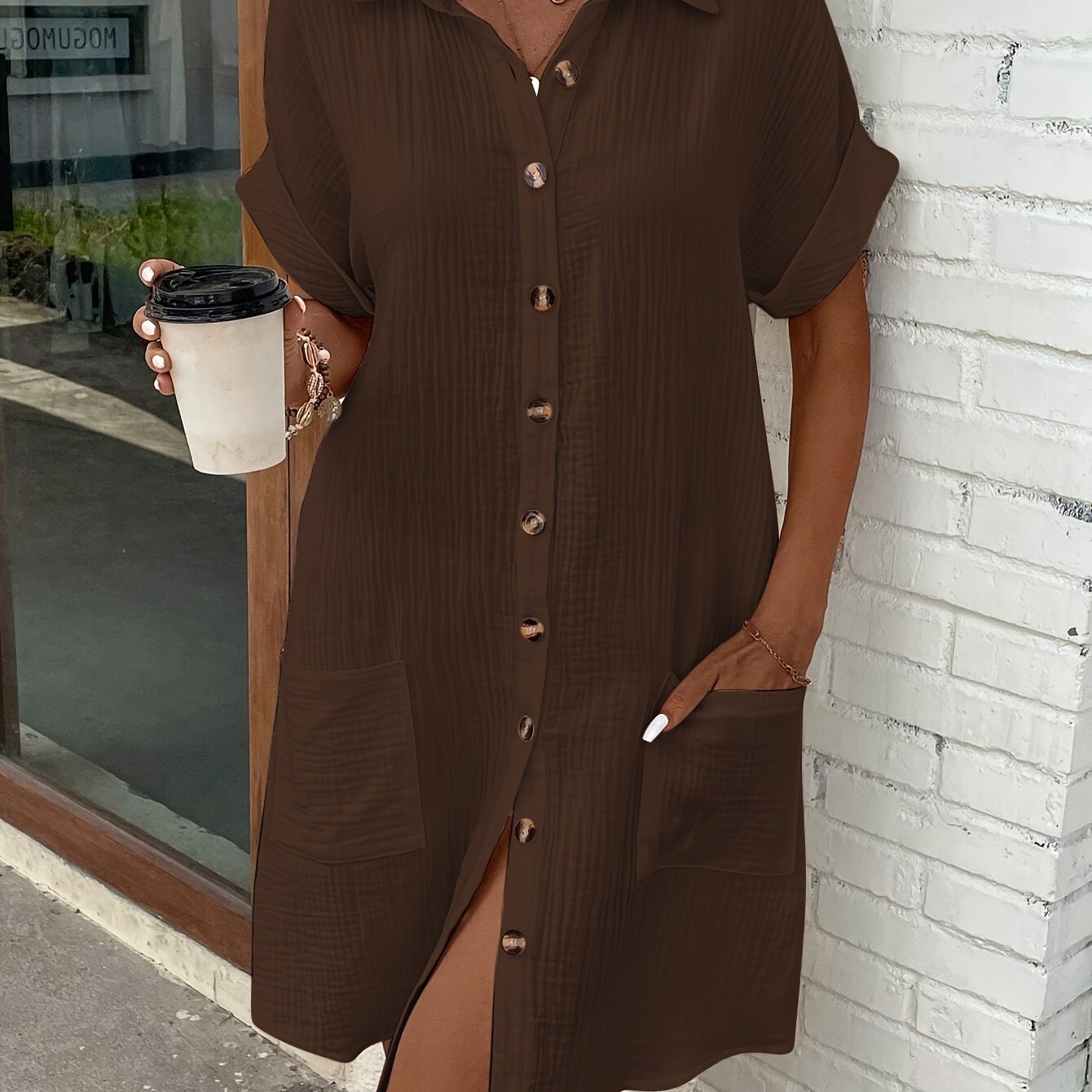 Stijlvolle katoenen overhemd jurk - Perfect voor zomerse dagen! Shop nu. afbeelding 13