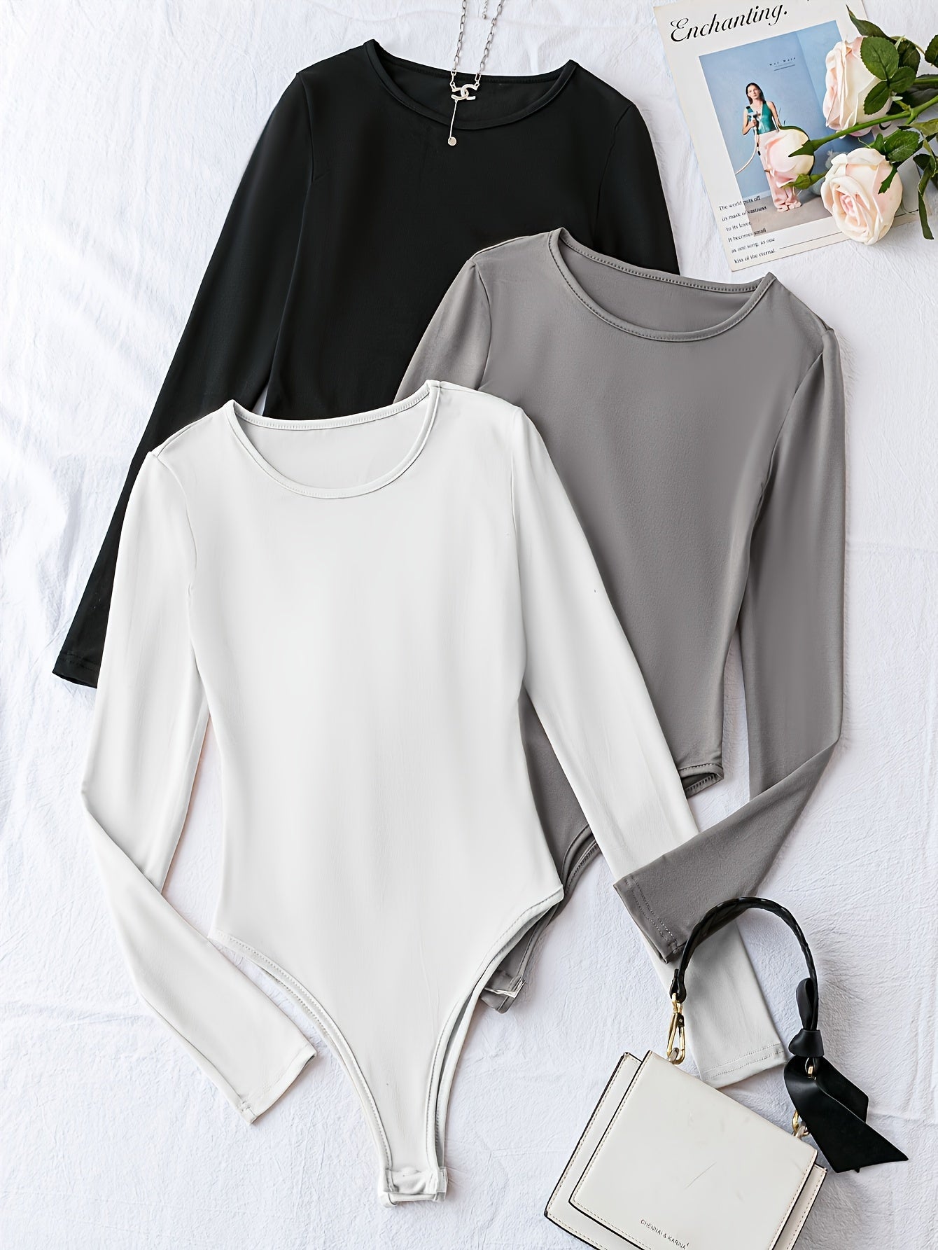 Set van 3 Casual Bodysuits met Lange Mouwen en Ronde Hals – Comfort en Stijl in Eén! Perfect voor Lente en Herfst. Gemaakt van Hoogwaardige Katoenmix. Shop Nu! afbeelding 5