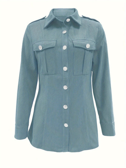 Stijlvolle dames corduroy blazer - Modieuze en functionele keuze. Met deze blazer van hoogwaardige katoenmix ben je chic én comfortabel gekleed in de herfst en winter. Ontdek de elegante details en praktische vlinderzakken! afbeelding 6