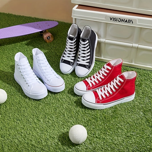 Hoge canvas sneakers met veters afbeelding 1
