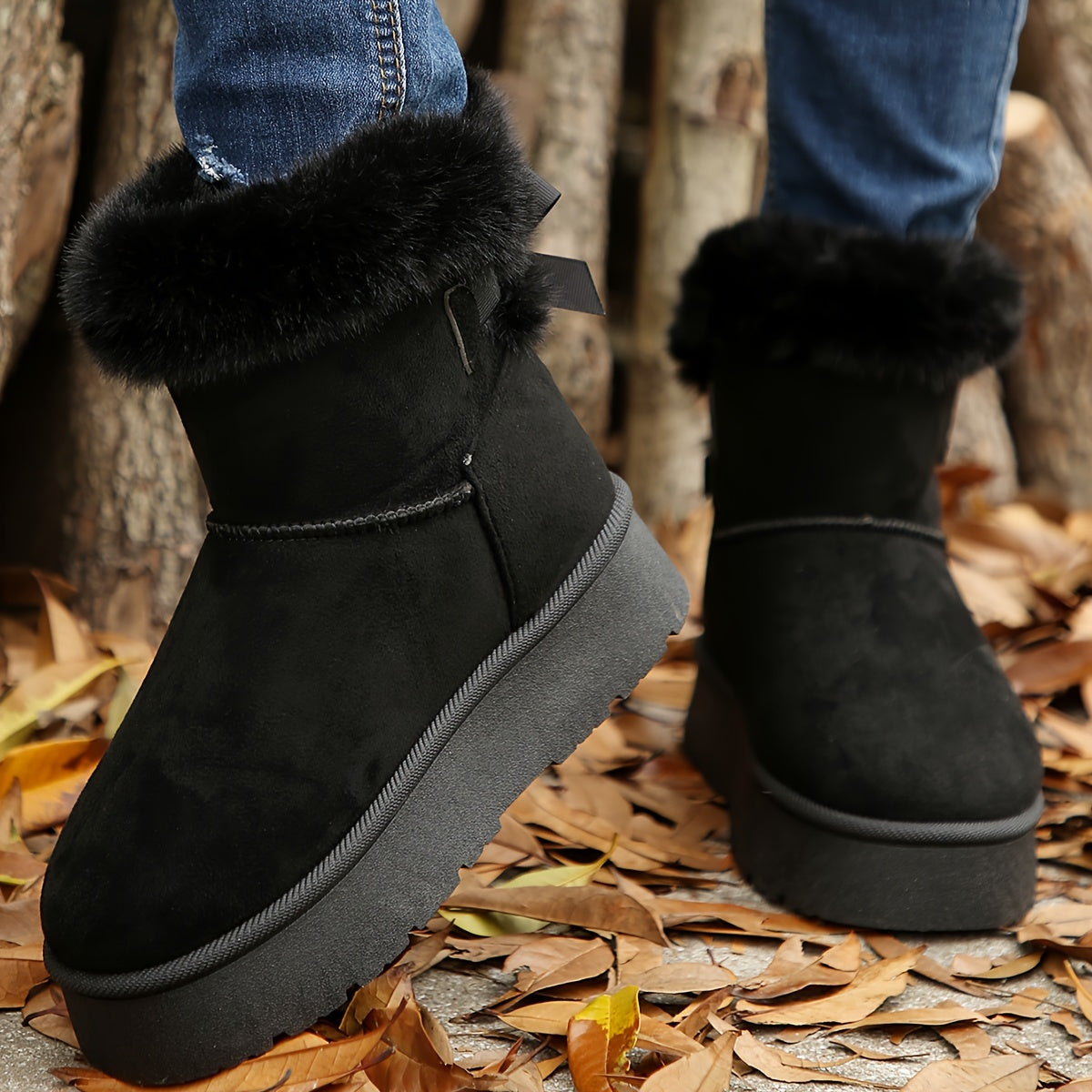 Effen damessnowboots met pluche voering afbeelding 8