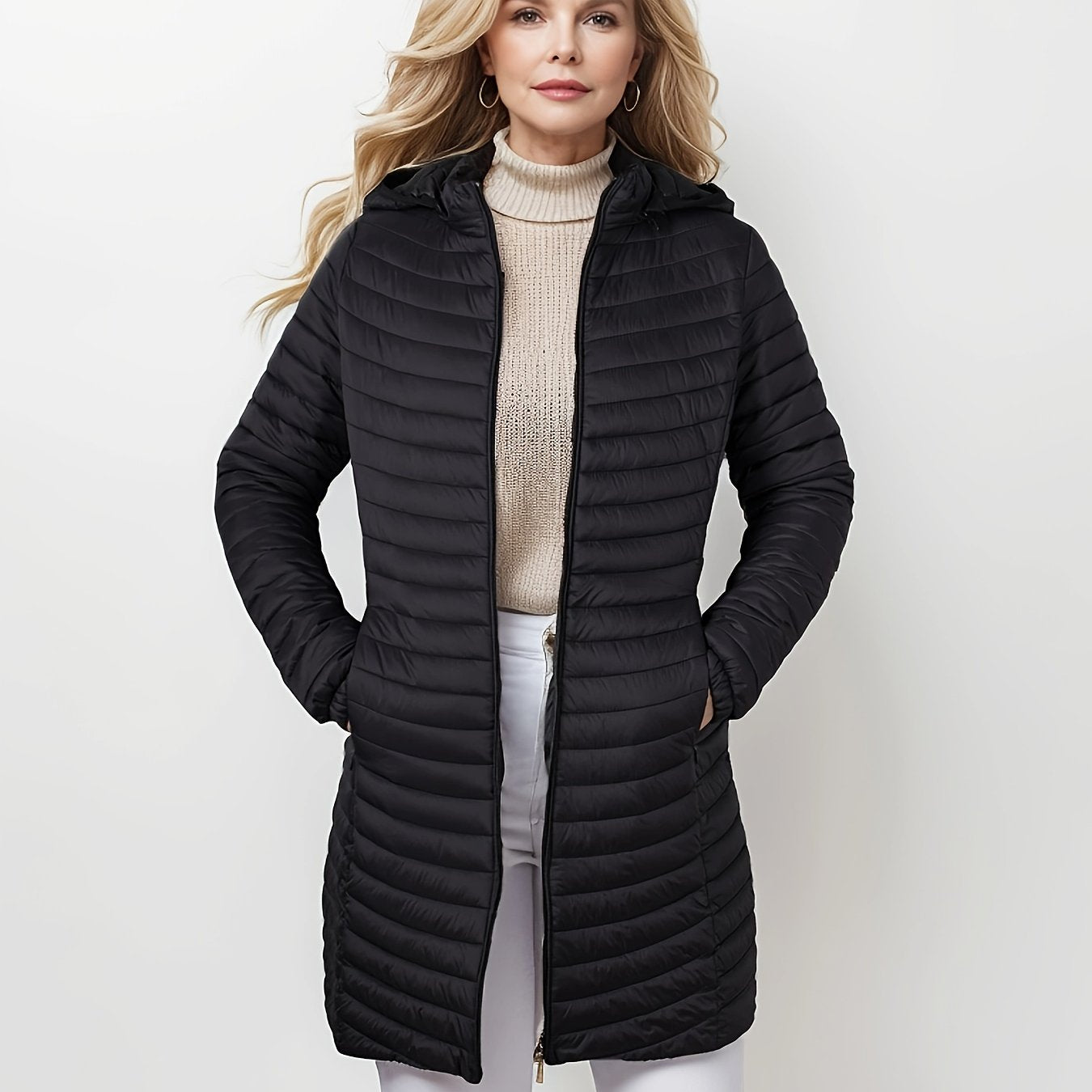 Stijlvolle gewatteerde jas met capuchon, ideaal voor herfst en winter afbeelding 13