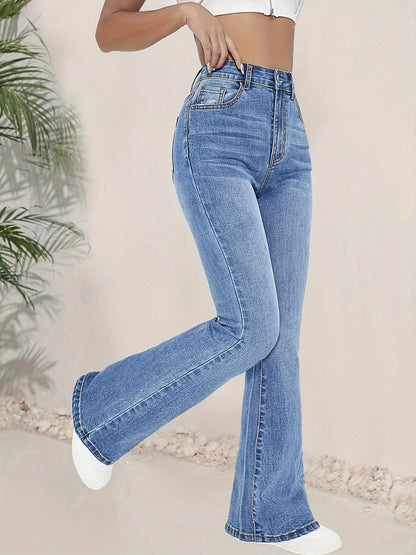 Modieuze hoge taille flared jeans van stretch denim | Stijlvol, comfortabel & veelzijdig afbeelding 1