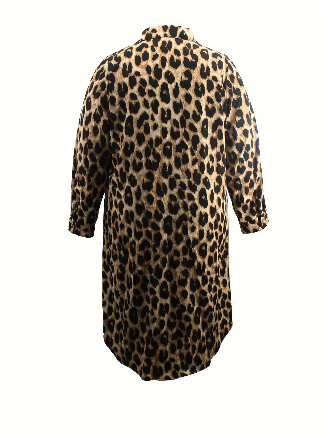 Trendy en comfortabele luipaardprint jurk voor elke gelegenheid - Elena dames overhemdjurk met lange mouwen afbeelding 3