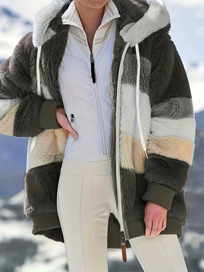 Warme fuzzy winterjas met capuchon afbeelding 8