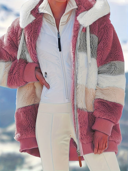 Warme fuzzy winterjas met capuchon afbeelding 11