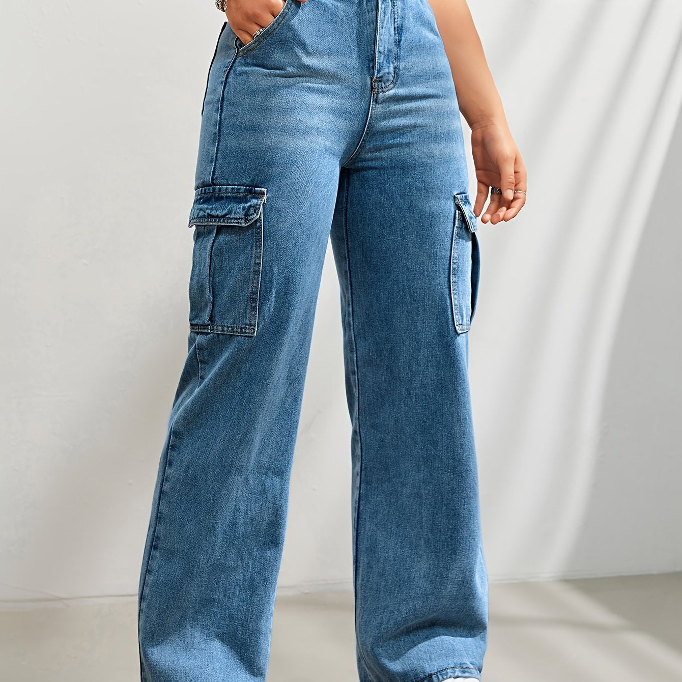 Stijlvolle en comfortabele denim cargobroek met wijde pijpen - Ideaal voor elke dag afbeelding 11