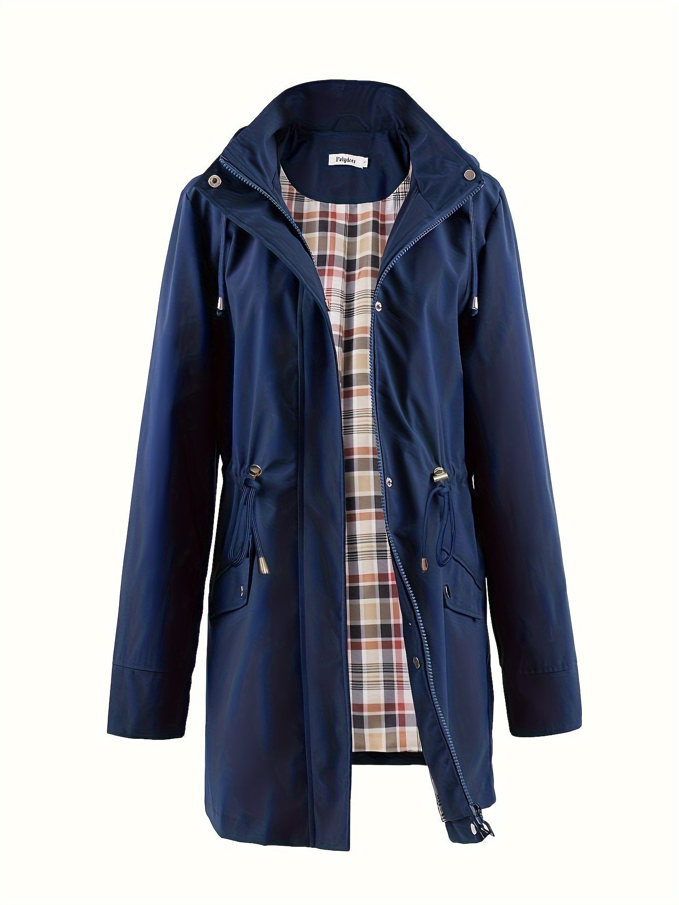 Casual jas met trekkoord taille en capuchon afbeelding 10