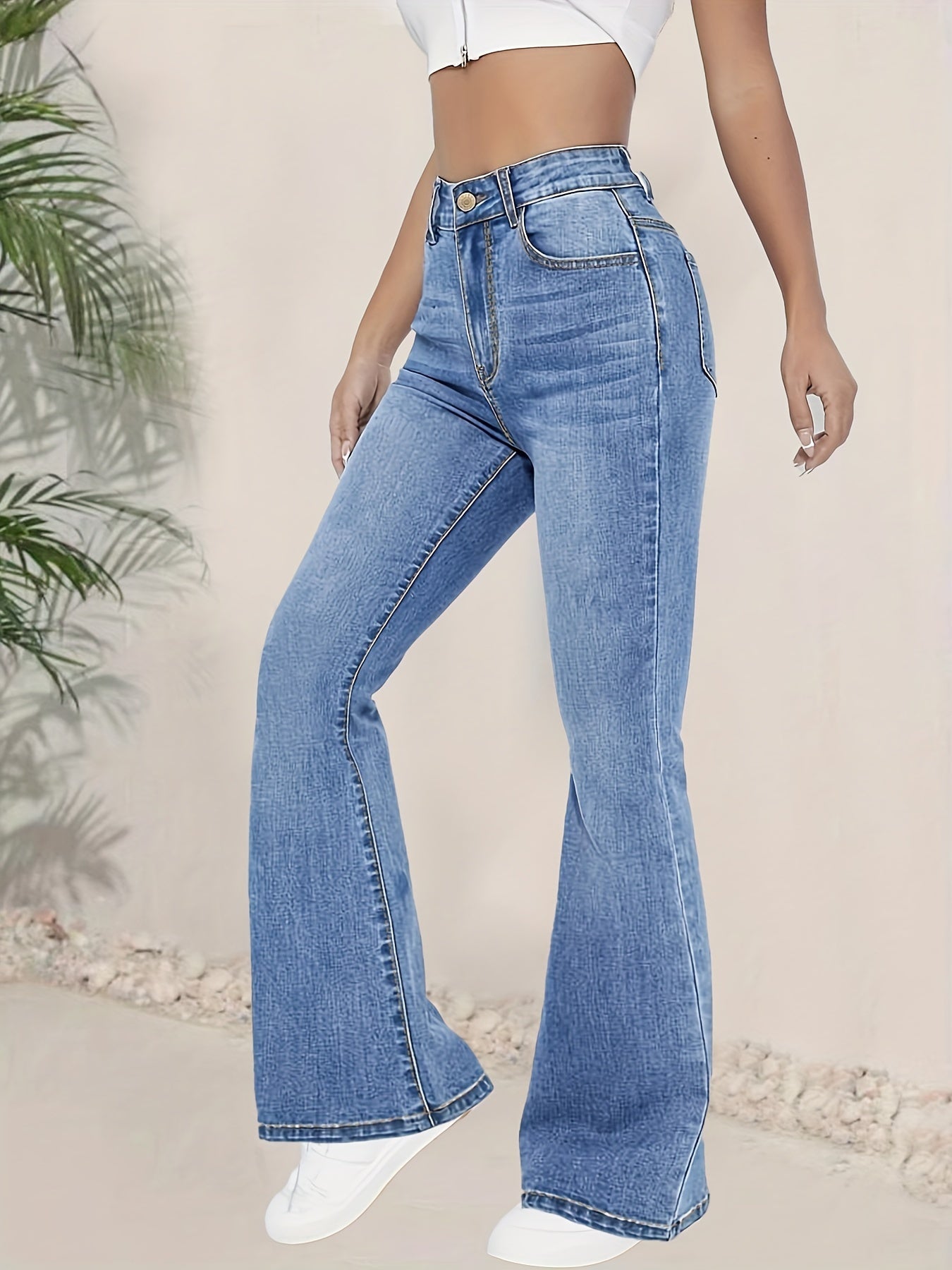 Modieuze hoge taille flared jeans van stretch denim | Stijlvol, comfortabel & veelzijdig afbeelding 3