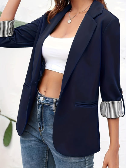 Effen open front blazer van hoogwaardige katoenmix | Stijlvolle en veelzijdige toevoeging aan je garderobe afbeelding 2