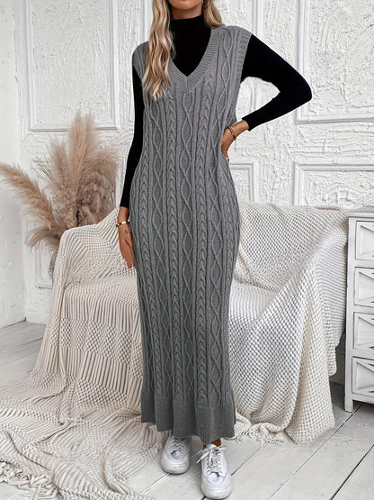 "Luxe Gebreide Maxi-jurk met V-hals - Elegant en Comfortabel | Perfect voor Zomer" afbeelding 2