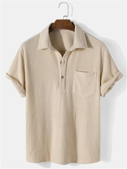 Stijlvolle Wafelpoloshirt en -shorts voor Heren