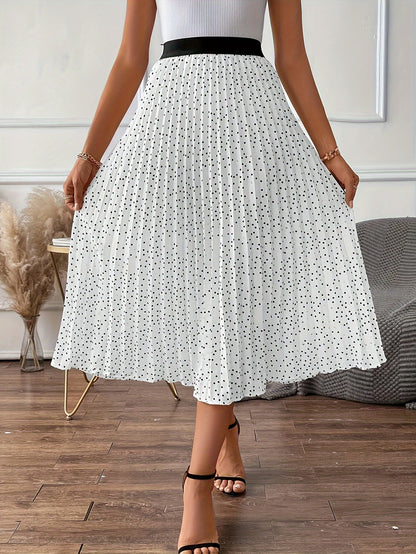Modieuze geplooide midi-rok van luxe katoenmix | Stijlvol en speels design met polkadots | Perfect voor alle seizoenen afbeelding 2