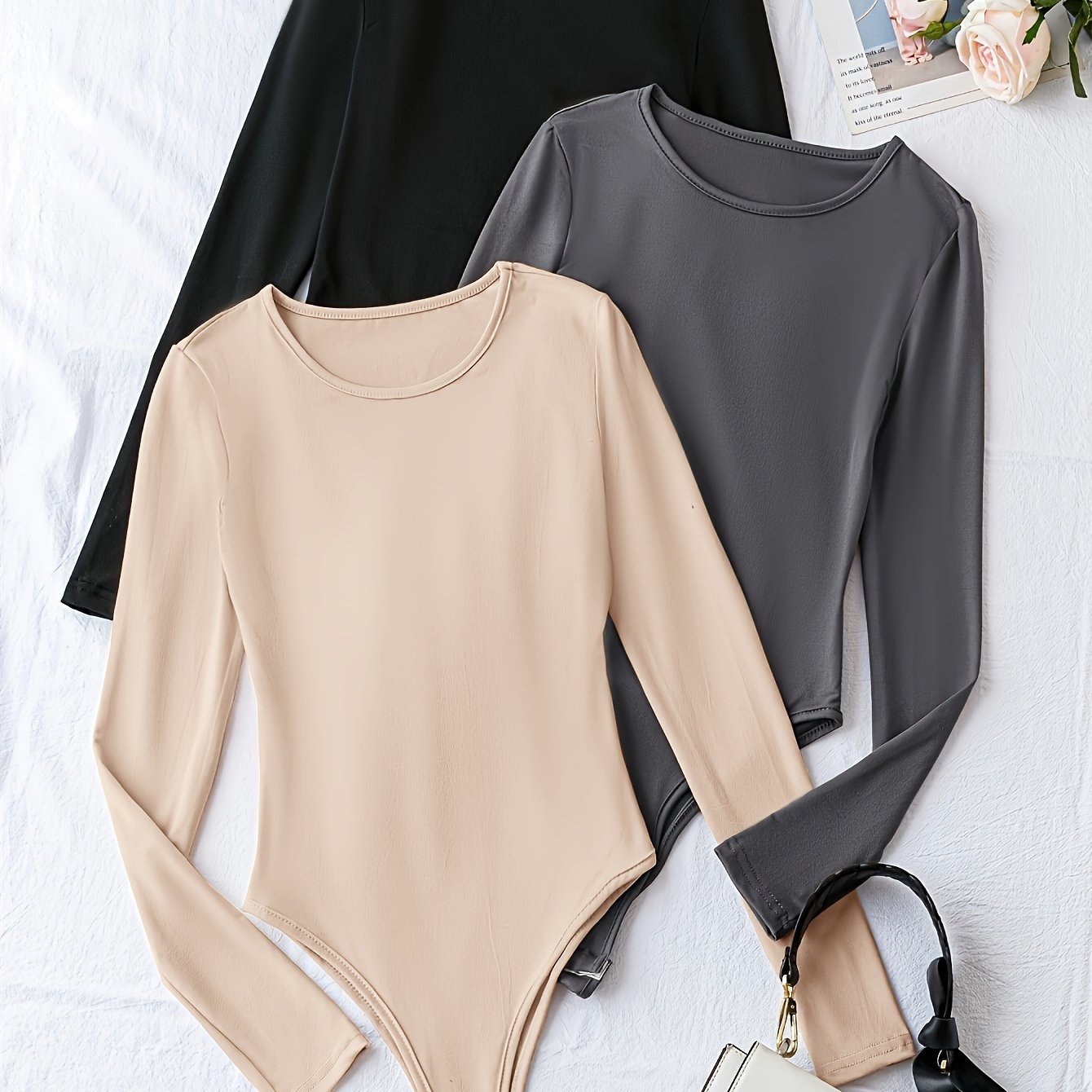 Set van 3 Casual Bodysuits met Lange Mouwen en Ronde Hals – Comfort en Stijl in Eén! Perfect voor Lente en Herfst. Gemaakt van Hoogwaardige Katoenmix. Shop Nu! afbeelding 12