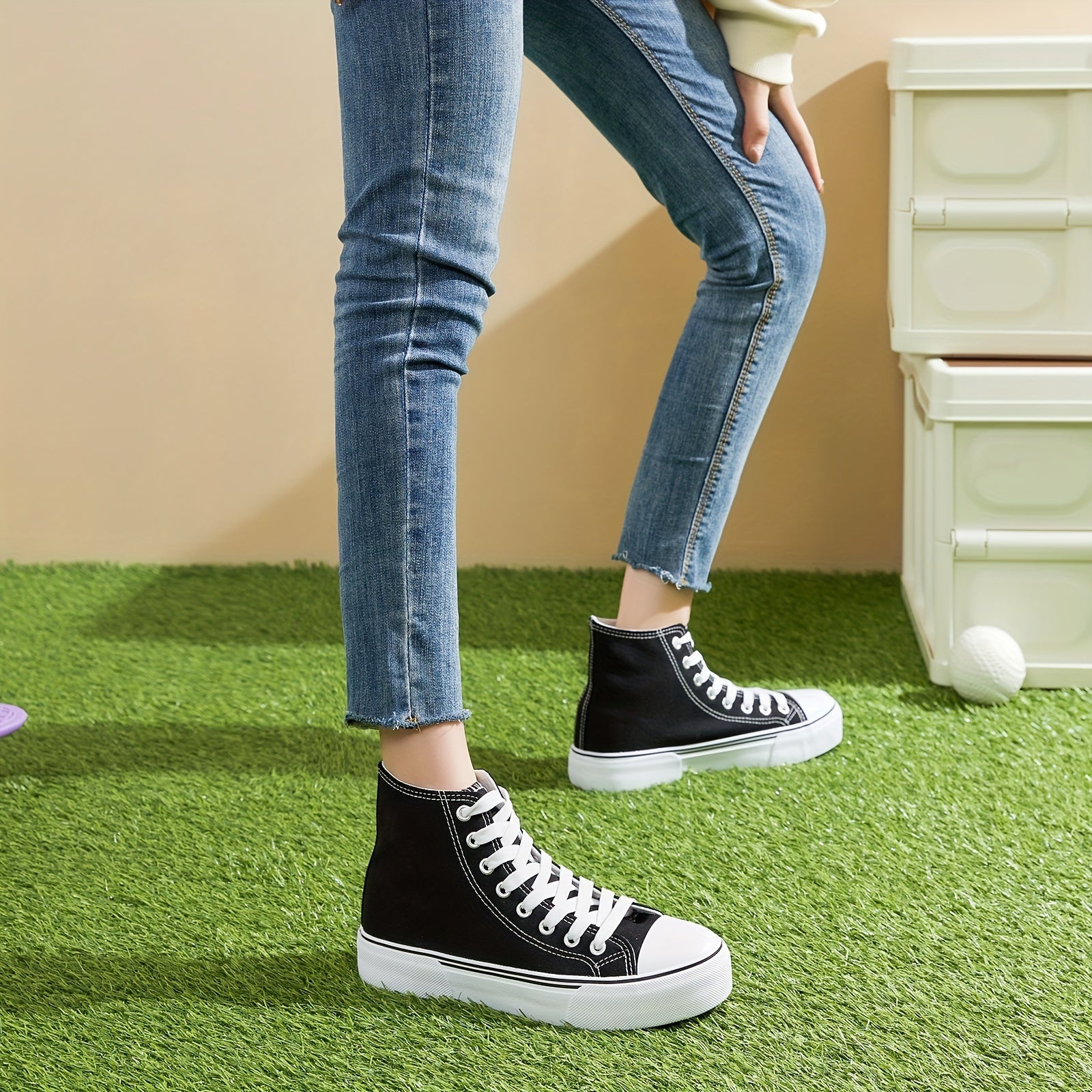 Casual canvas sneakers met rubberen zool afbeelding 2