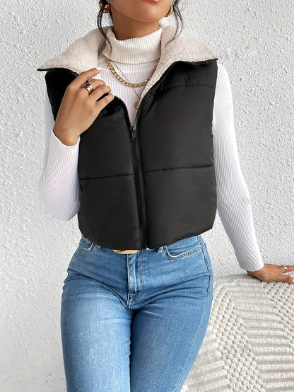 Korte mouwloze gevoerde bodywarmer - Stijlvol en warm - Perfect voor lente en herfst afbeelding 5