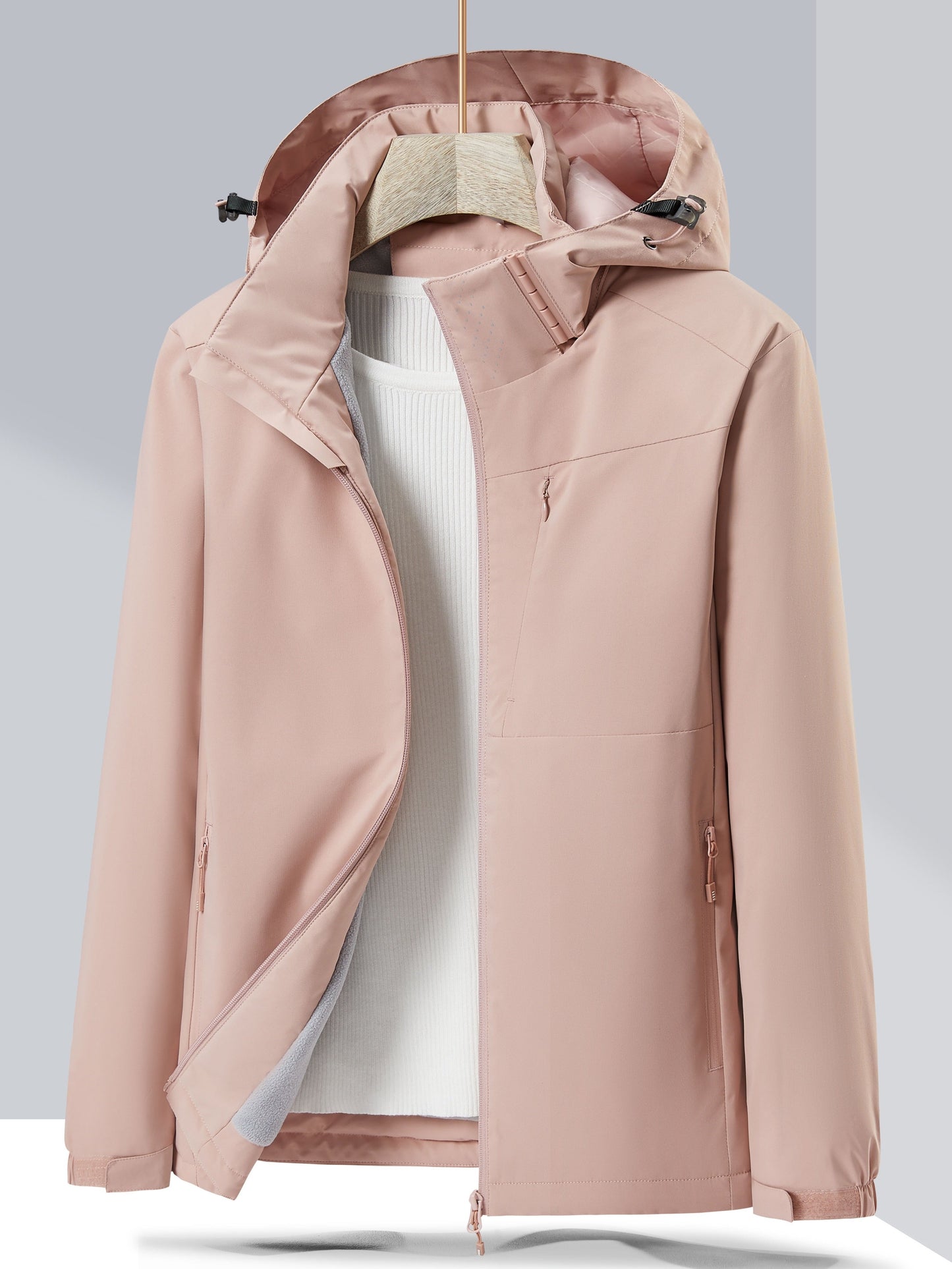 Wind- en Waterdicht Outdoorjack met Polarfleecevoering en Capuchon | Bescherming en Comfort voor Buitenavonturen afbeelding 3