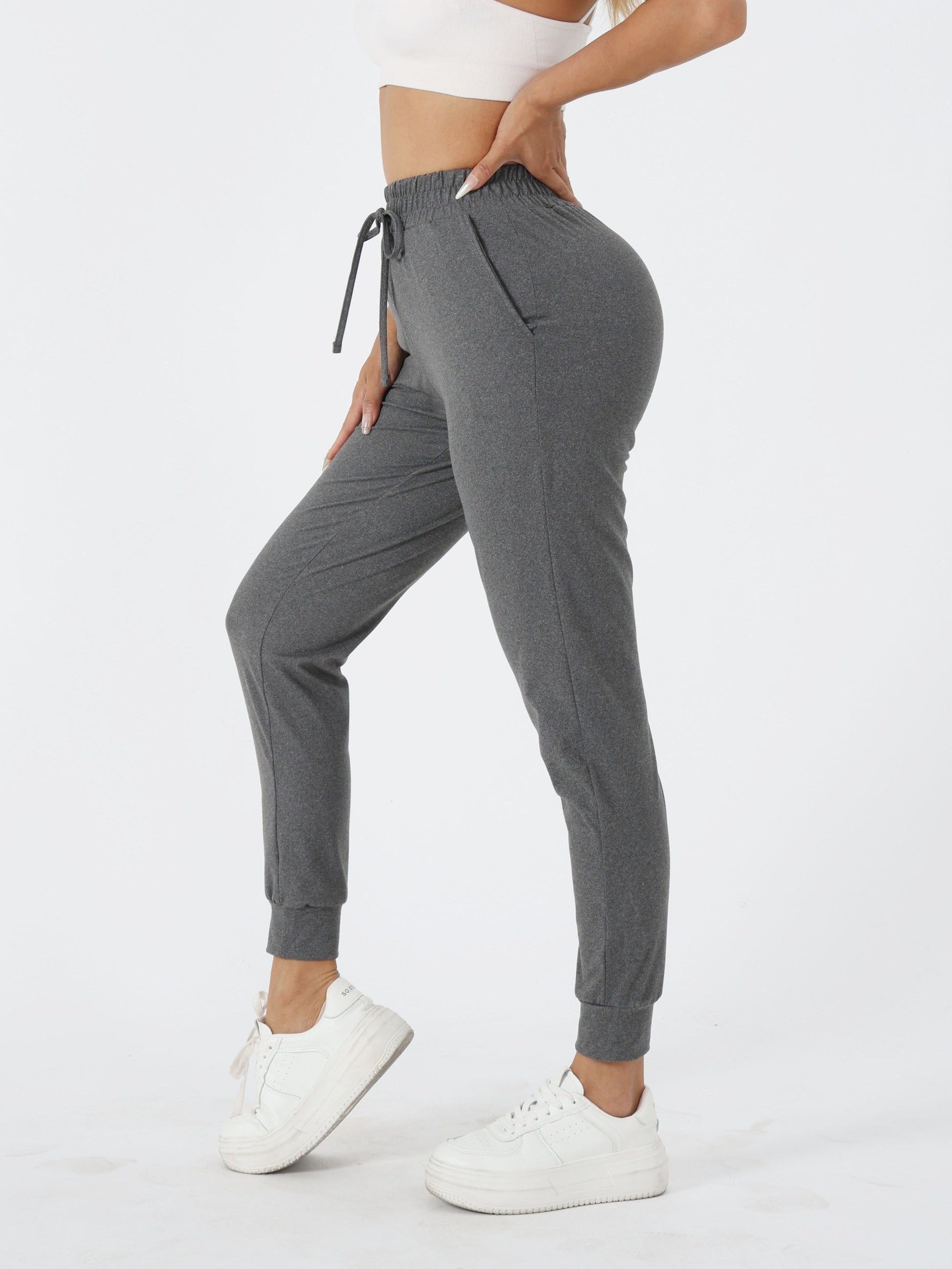 Effen kleur hardloopbroek | Comfortabel en ademend | Regular fit met zak | Ideaal voor lente en herfst afbeelding 4