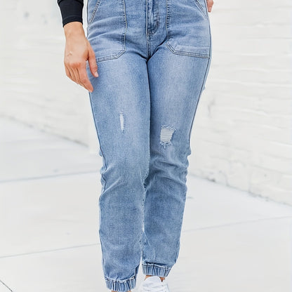 Casual Damesjeans in Gewassen Blauw met Grote Zakken | Comfortabele Regular Fit | Trendy en Duurzaam | Voor de Moderne Vrouw afbeelding 6