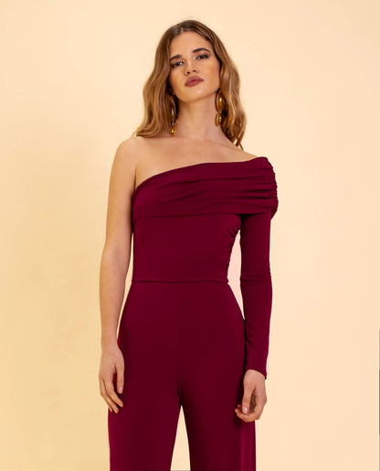 Stijlvolle Bordeauxrode Jumpsuit | Diona